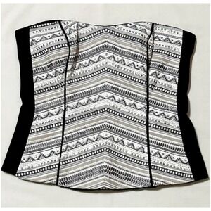 NWT White House Black Market Womens Aztec Boho Embroidered Bustier Top Size 8‎